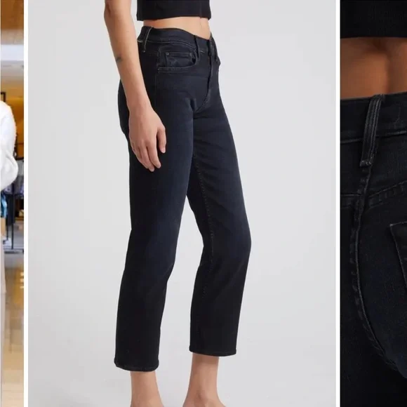 MOTHER The Rider High Waist Ankle Slim Straight Leg Jeans in Night in Paris